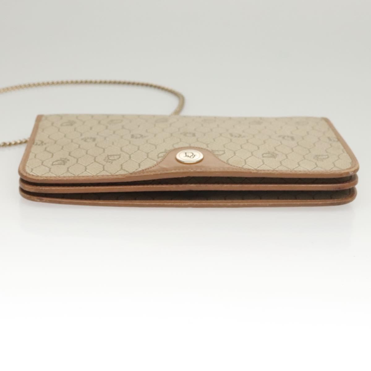 Christian Dior Vintage Honeycomb chain Canvas, BEIGE, CANVAS, Handbag