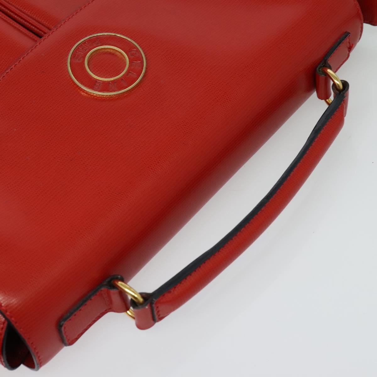 Celine Circle logo Leather, RED, LEATHER, Shoulder bag