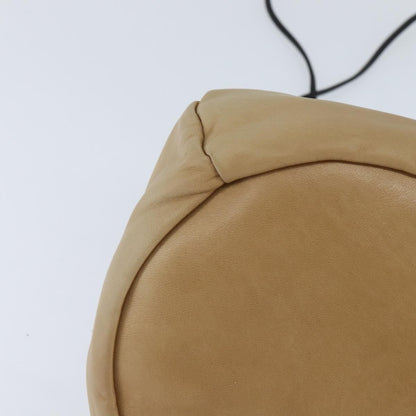 Chanel Vintage Drawstring Pouch Leather, BEIGE, LEATHER, Clutche & pouche