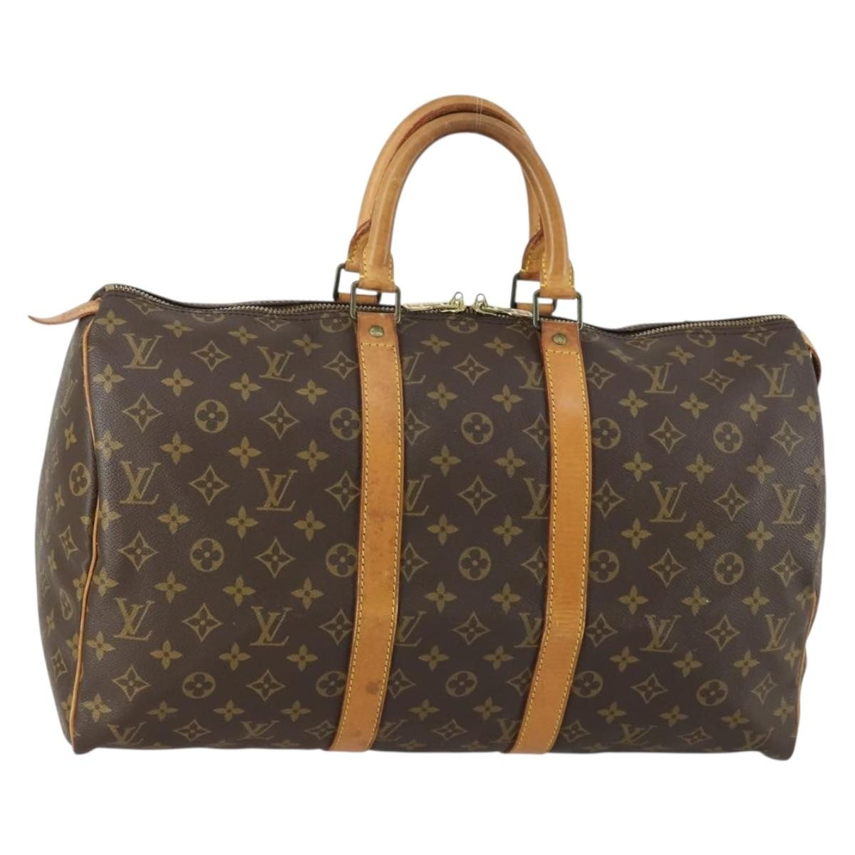 Louis Vuitton Keepall Bag Monogram Canvas, BROWN, CANVAS, Travel bag