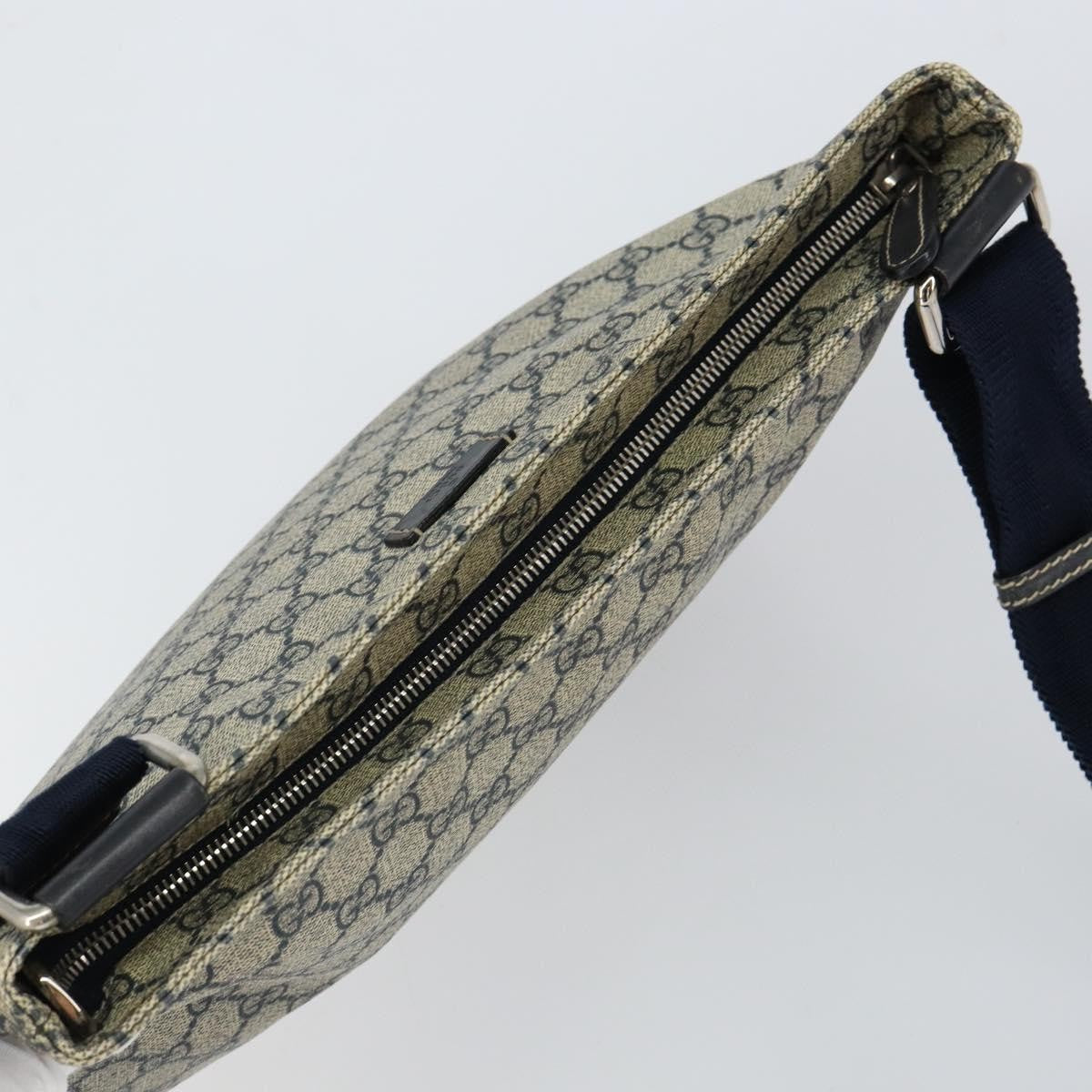 Gucci Zip Top Messenger Bag GG Coated Canvas, NAVY, PVC, Shoulder bag