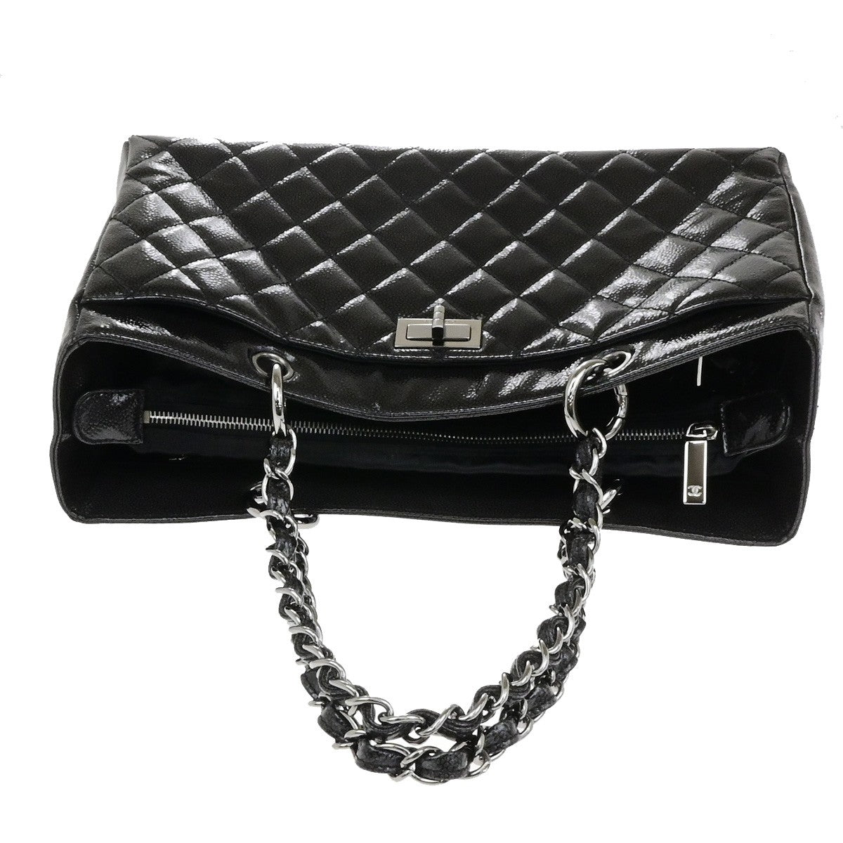 Chanel Reissue 2.55 Tote Quilted Patent, BLACK, PATENT_LEATHER, Tote bag