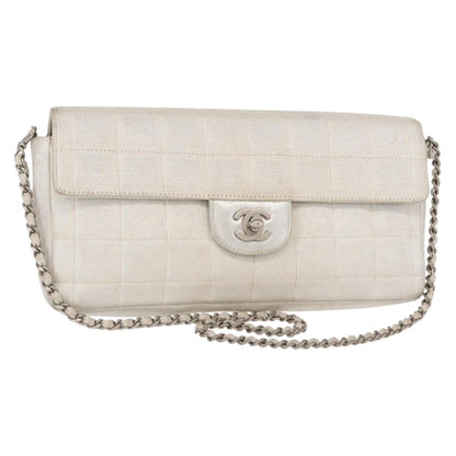 Chanel Travel Line Flap Bag Canvas, SILVER, CANVAS, Shoulder bag