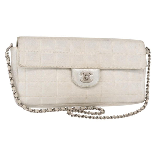 Chanel Travel Line Flap Bag Canvas, SILVER, CANVAS, Shoulder bag
