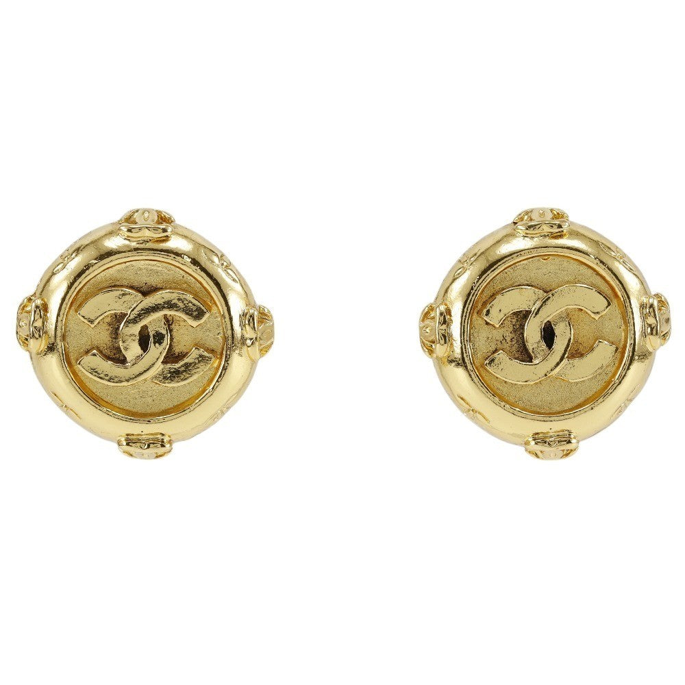 Chanel Vintage CC Clip-On Earrings Metal, GOLD, GOLD_PLATED, Earrings
