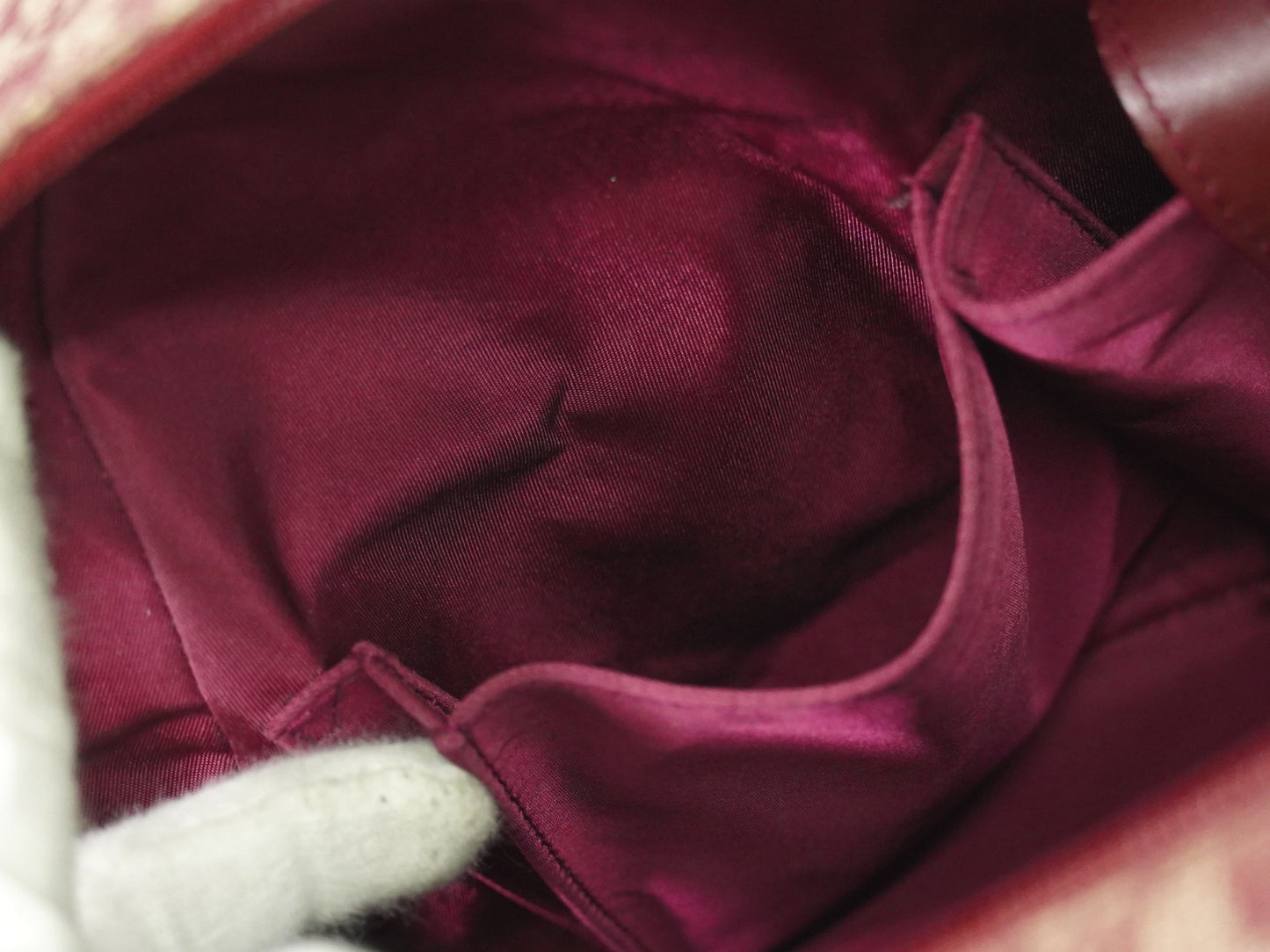 Christian Dior Vintage Saddle Bowler Bag Diorissimo Canvas, BURGUNDY, CANVAS, Handbag