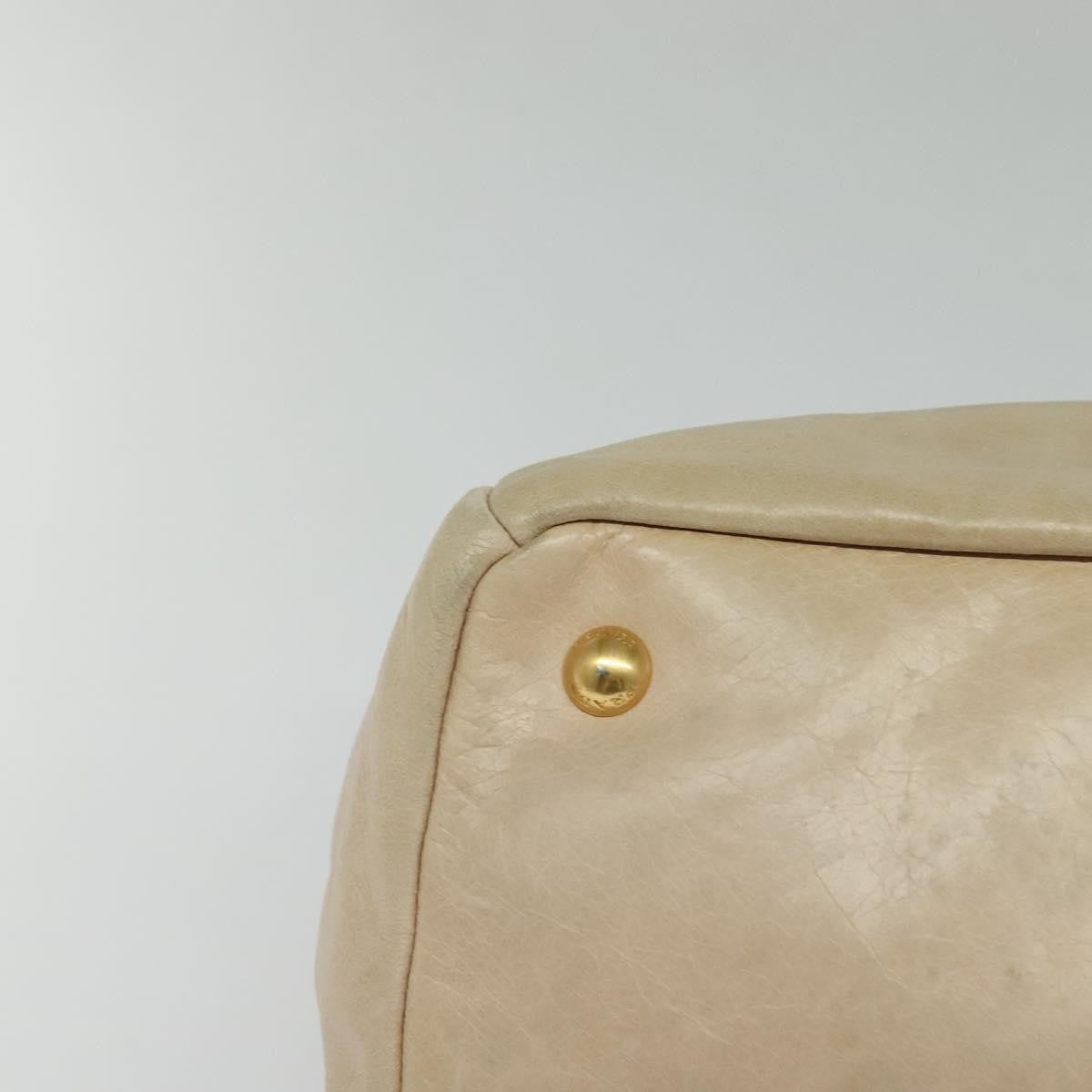 Prada Front Pocket Convertible Tote Leather, BEIGE, LEATHER, Tote bag