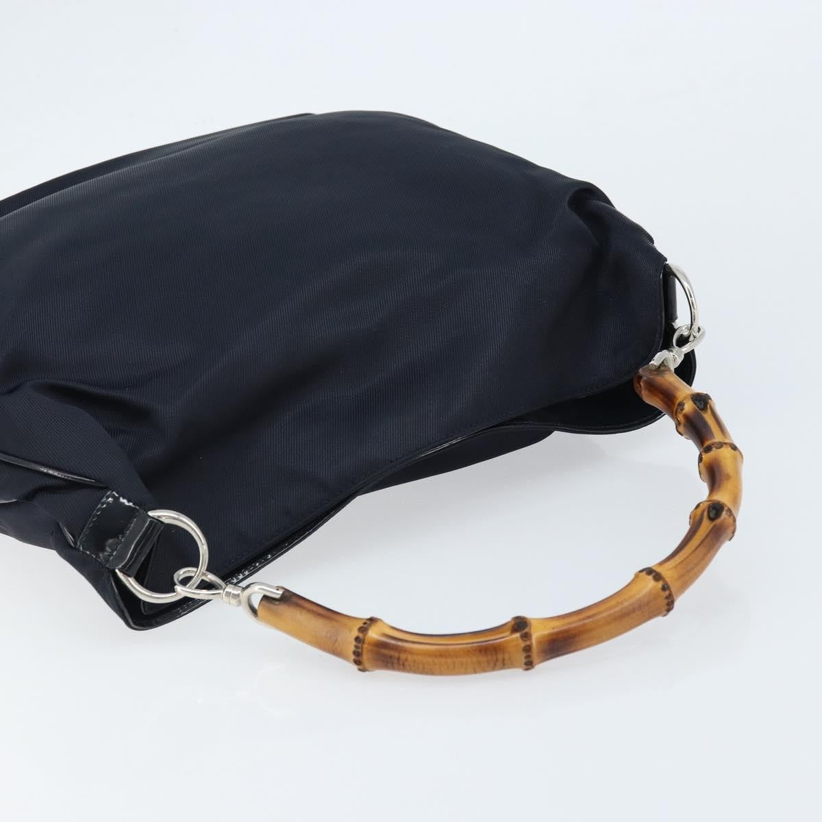 Gucci Vintage Bamboo Shoulder Bag Nylon, BLACK, NYLON, Shoulder bag
