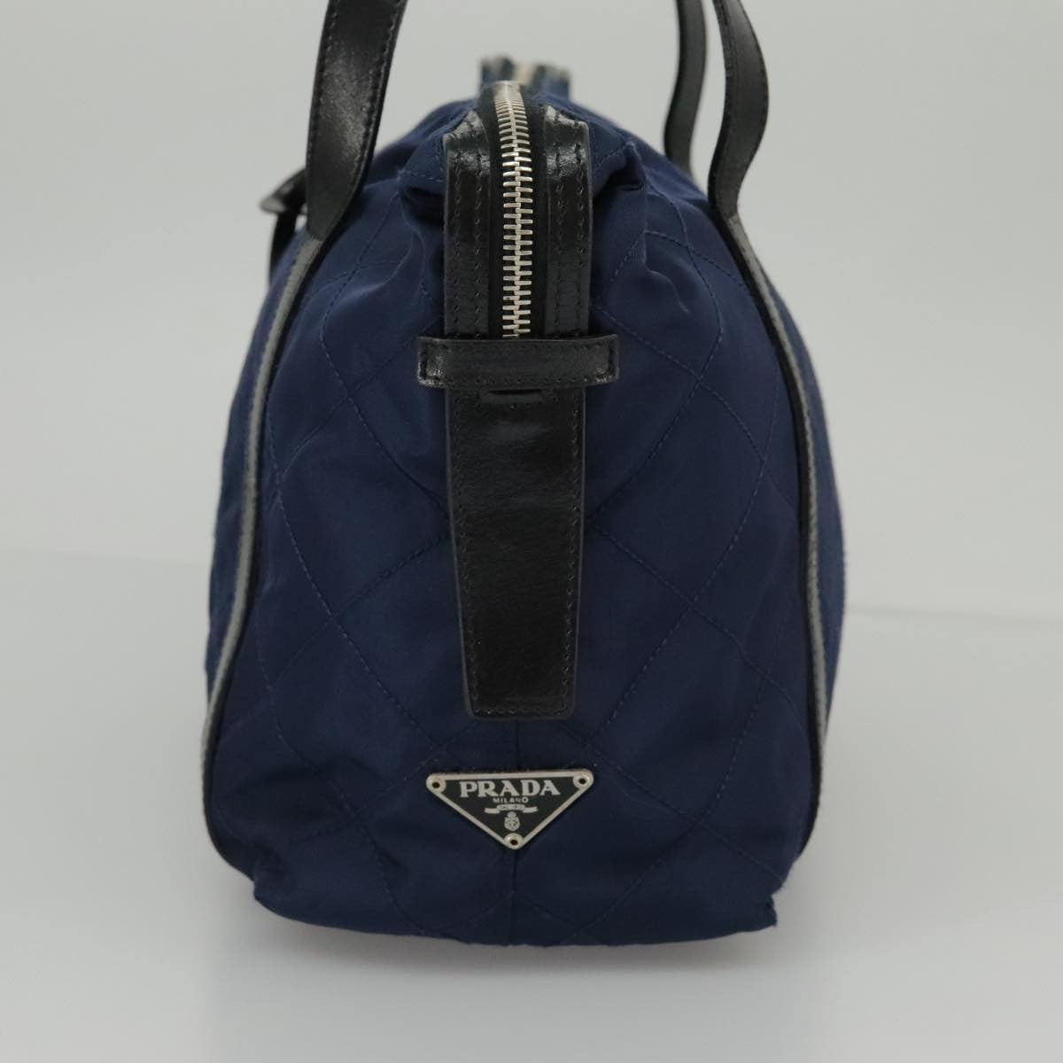 Prada Chain Shoulder Bag Quilted Tessuto, NAVY, NYLON, Shoulder bag