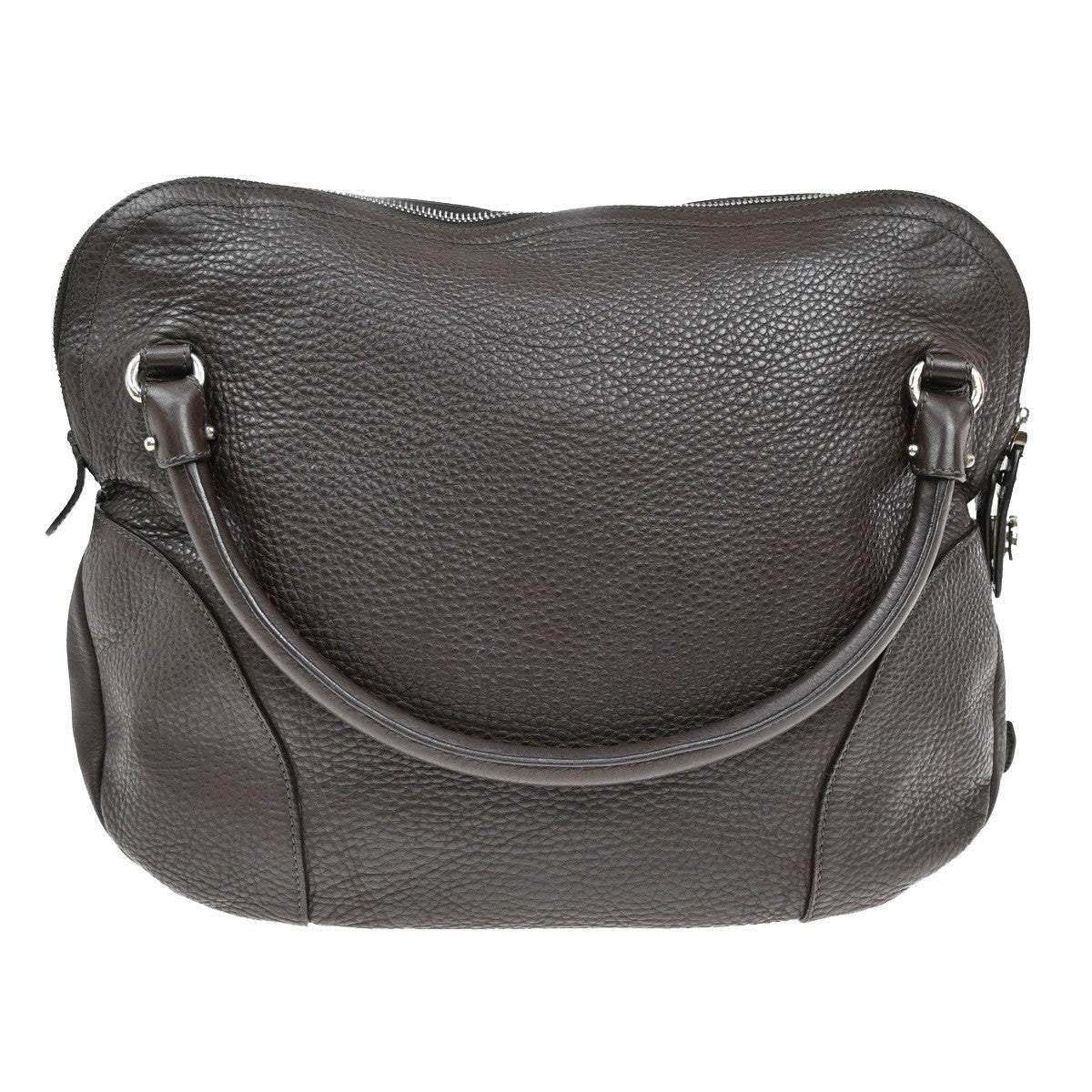 Salvatore Ferragamo Gancini handbag Leather, GRAY, LEATHER, Handbag