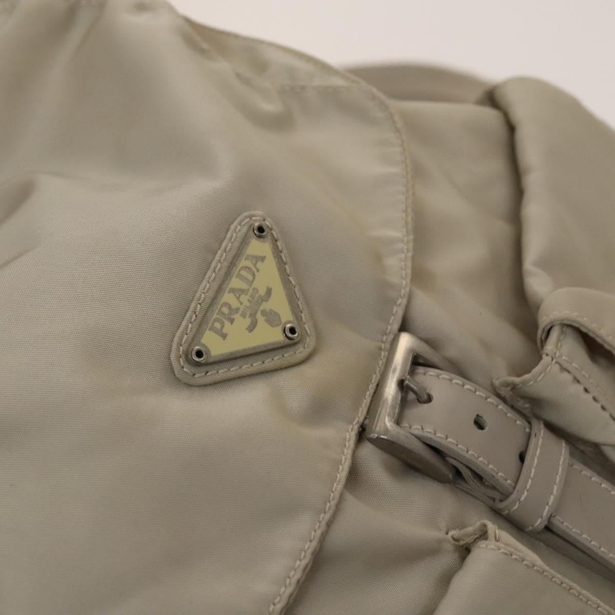 Prada Vela Double Front Pocket Backpack Tessuto with Saffiano Leather, SILVER, NYLON, Backpack