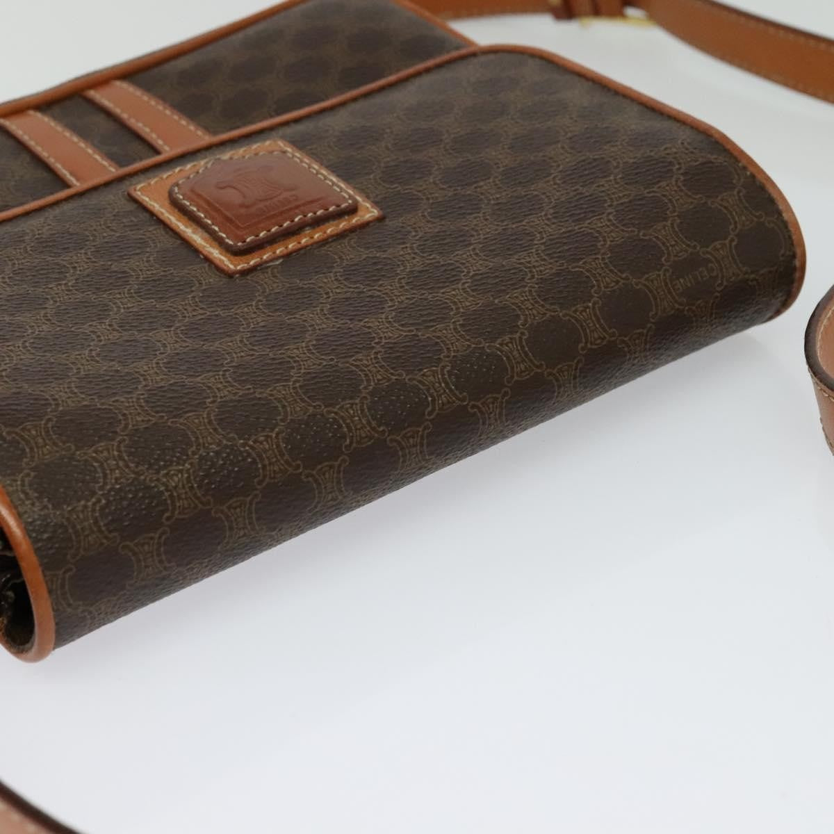 Celine Macadam Shoulder Bag PVC Leather, BROWN, CANVAS, Shoulder bag