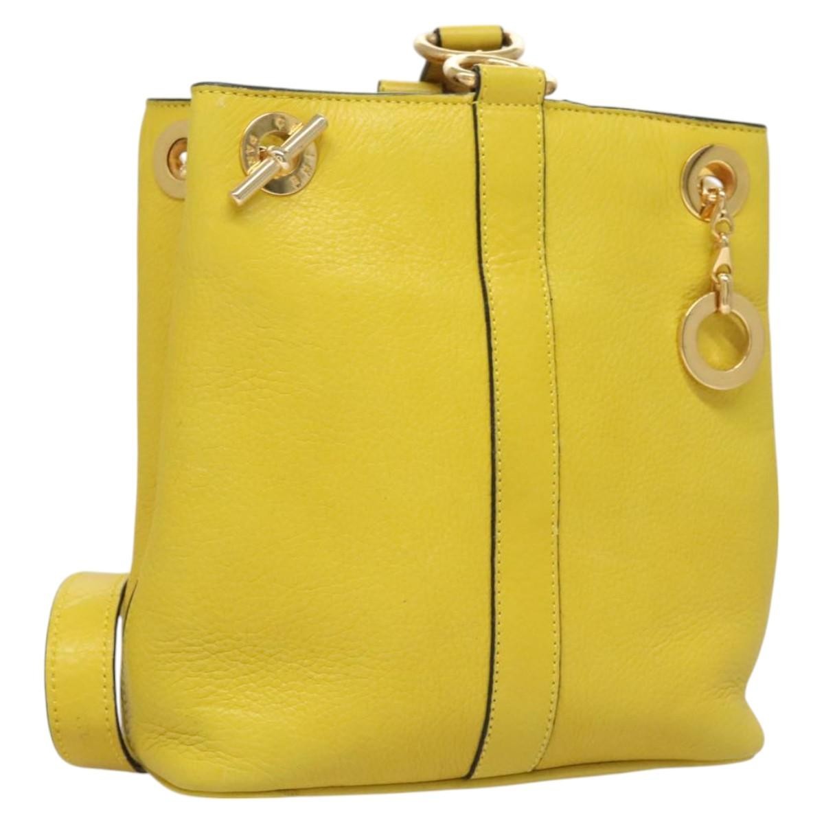 Celine Shoulder Bag Leather, YELLOW, LEATHER, Shoulder bag
