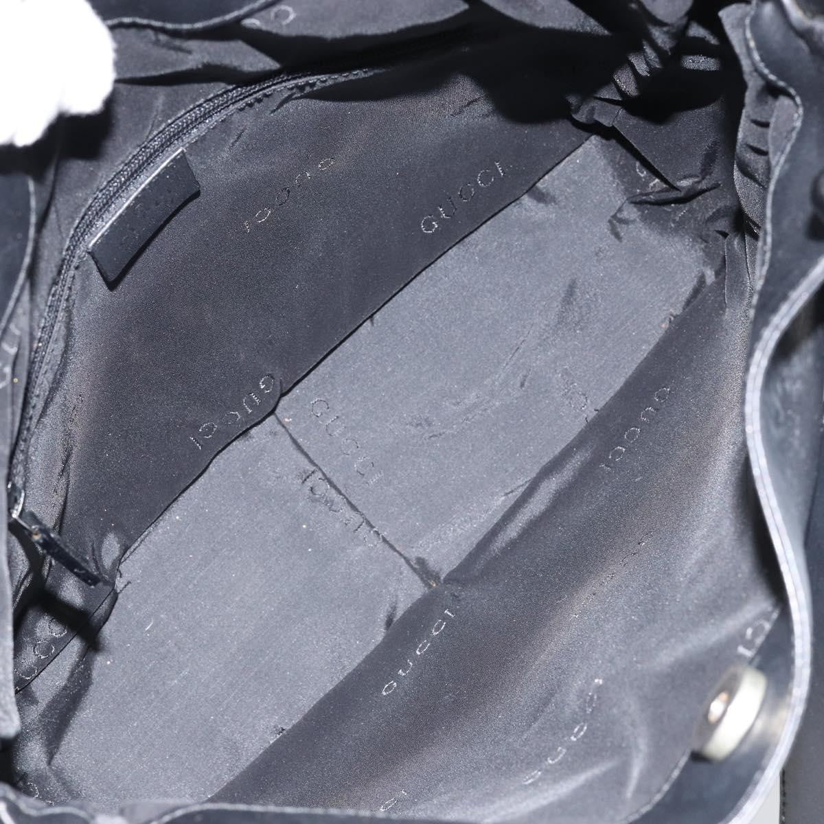 Gucci Vintage Bamboo Handle Open Hobo Leather, BLACK, LEATHER, Handbag