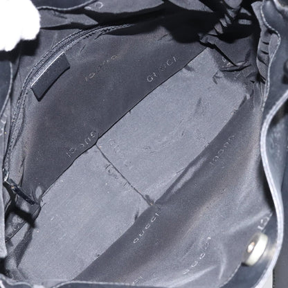 Gucci Vintage Bamboo Handle Open Hobo Leather, BLACK, LEATHER, Handbag