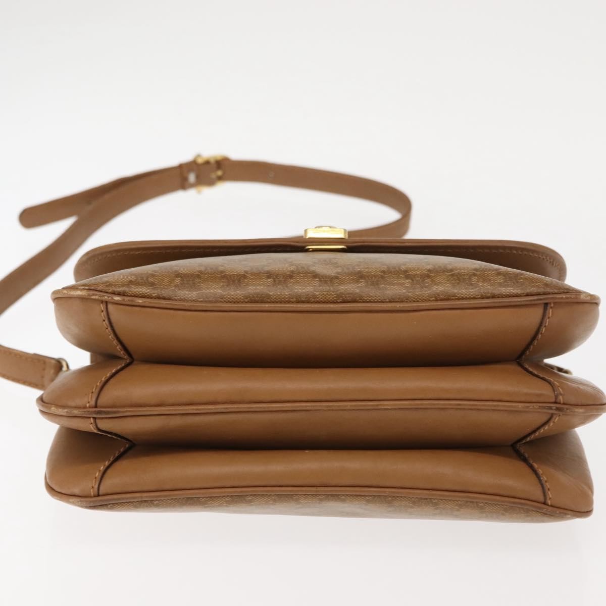 Celine Vintage Macadam Shoulder Bag Canvas and Leather, BEIGE, CANVAS, Shoulder bag