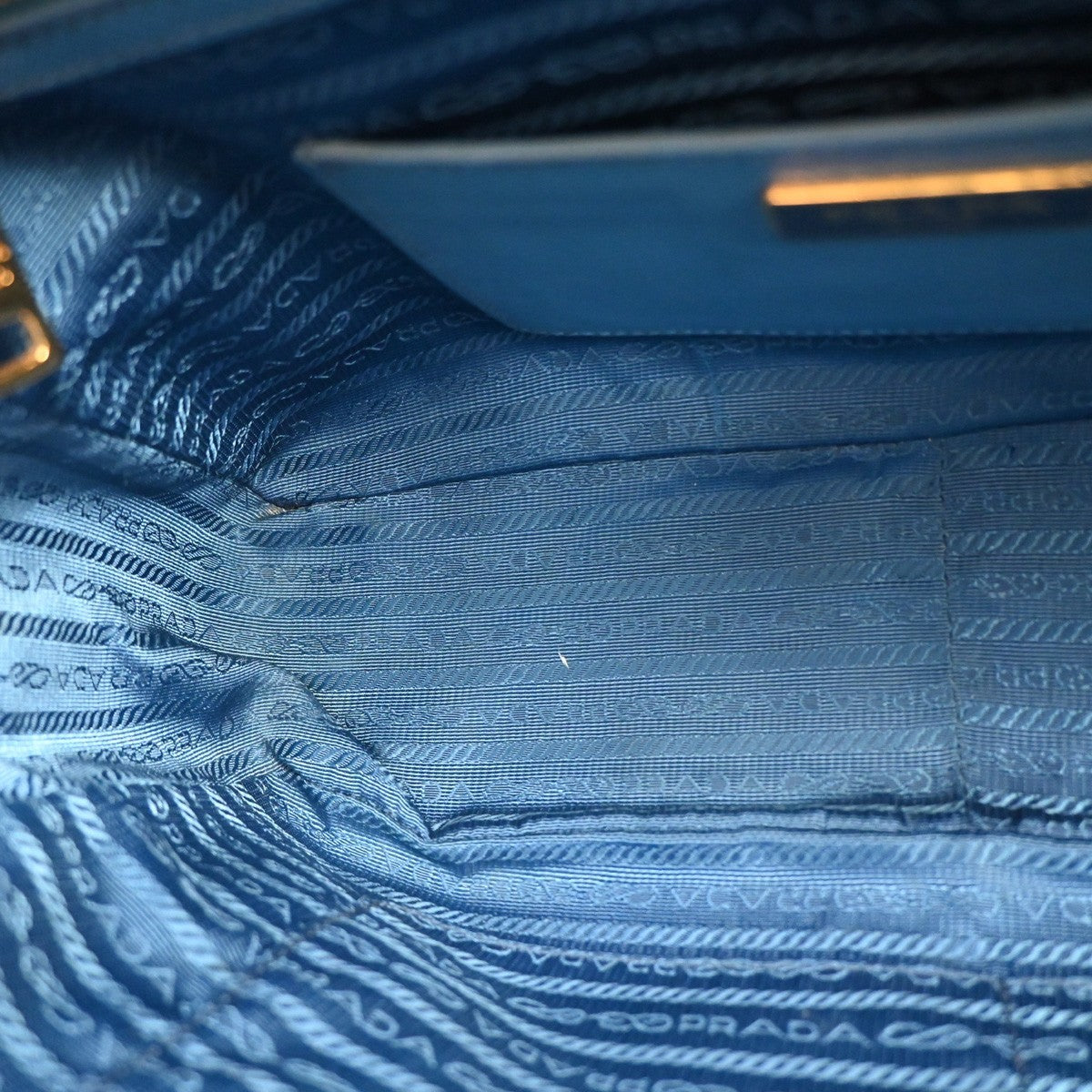 Prada Bauletto Bag Saffiano Leather, BLUE, LEATHER, Handbag