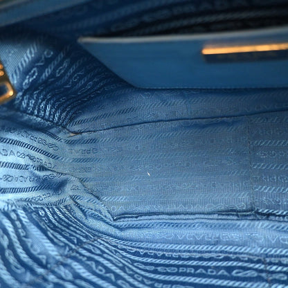 Prada Bauletto Bag Saffiano Leather, BLUE, LEATHER, Handbag