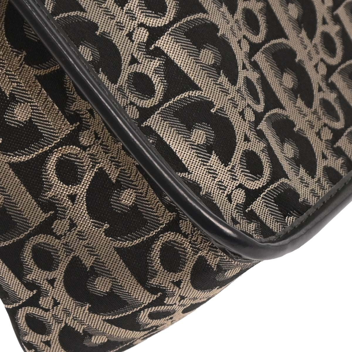 Christian Dior Vintage Trotter Flap Shoulder Bag Diorissimo Canvas, BLACK, CANVAS, Shoulder bag