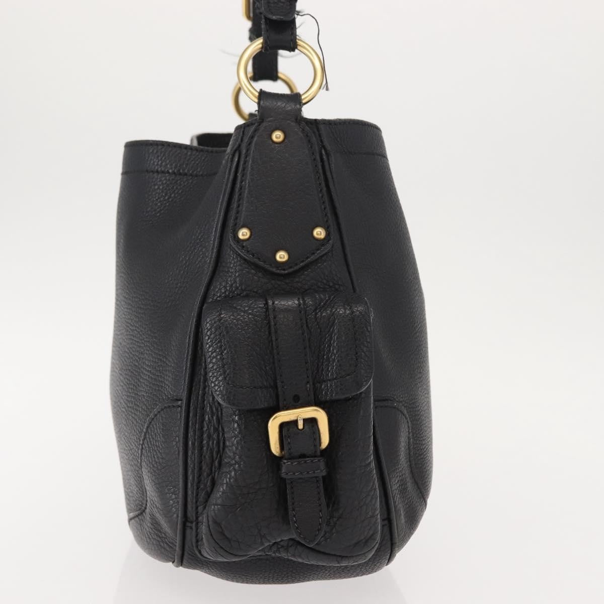 Prada Side Pocket Hobo Vitello Daino, BLACK, LEATHER, Shoulder bag