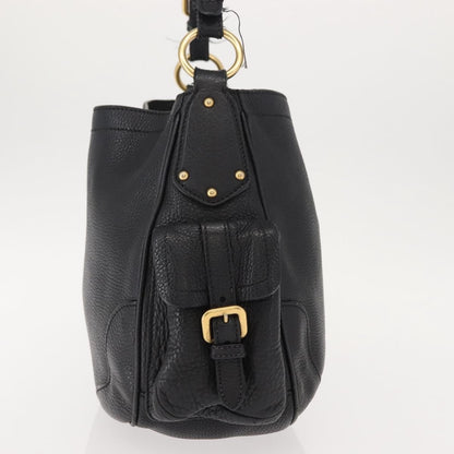 Prada Side Pocket Hobo Vitello Daino, BLACK, LEATHER, Shoulder bag