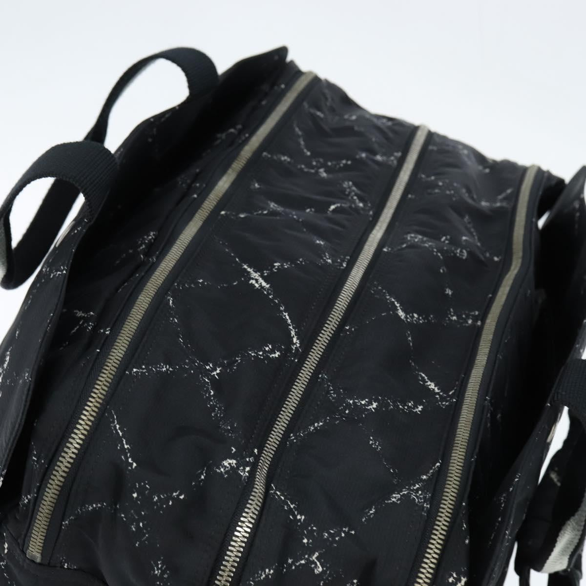 Chanel Travel Line Boston Bag Printed Nylon, BLACK, NYLON, Travel bag