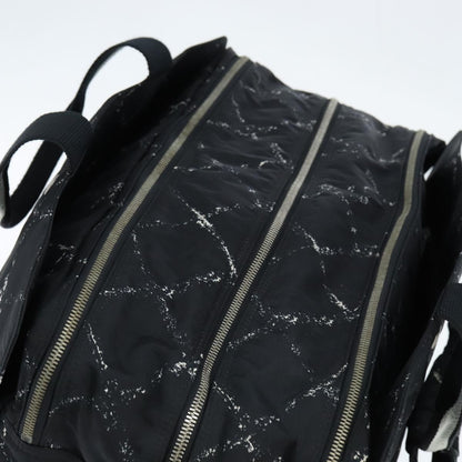 Chanel Travel Line Boston Bag Printed Nylon, BLACK, NYLON, Travel bag