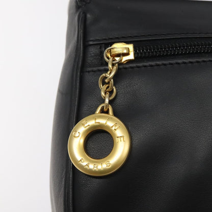 Celine Vintage Circle Logo Crossbody Bag Leather, BLACK, LEATHER, Shoulder bag