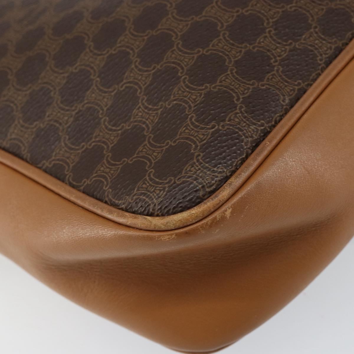 Celine Vintage Macadam Shoulder Bag Canvas and Leather, BROWN, CANVAS, Shoulder bag