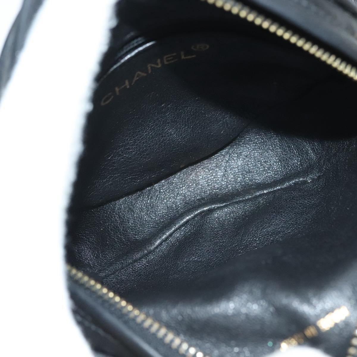 Chanel Vintage Round Tassel Crossbody Bag Quilted Satin, BLACK, SATIN, Crossbody bag