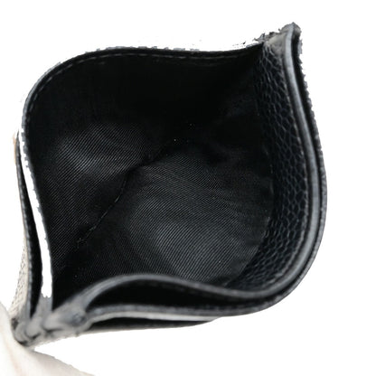 Chanel Logo CC Card case Grained  Leather, BLACK, CALFSKIN, Wallets