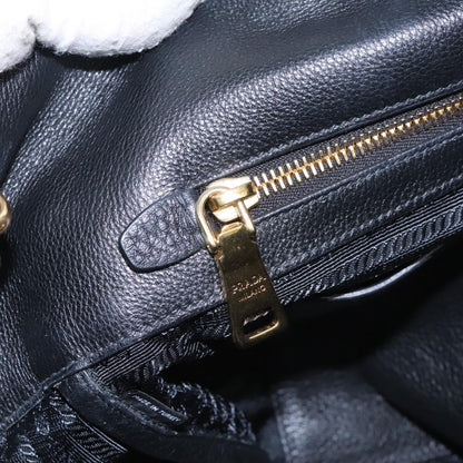Prada Shopping Tote Vitello Daino, BLACK, LEATHER, Tote bag