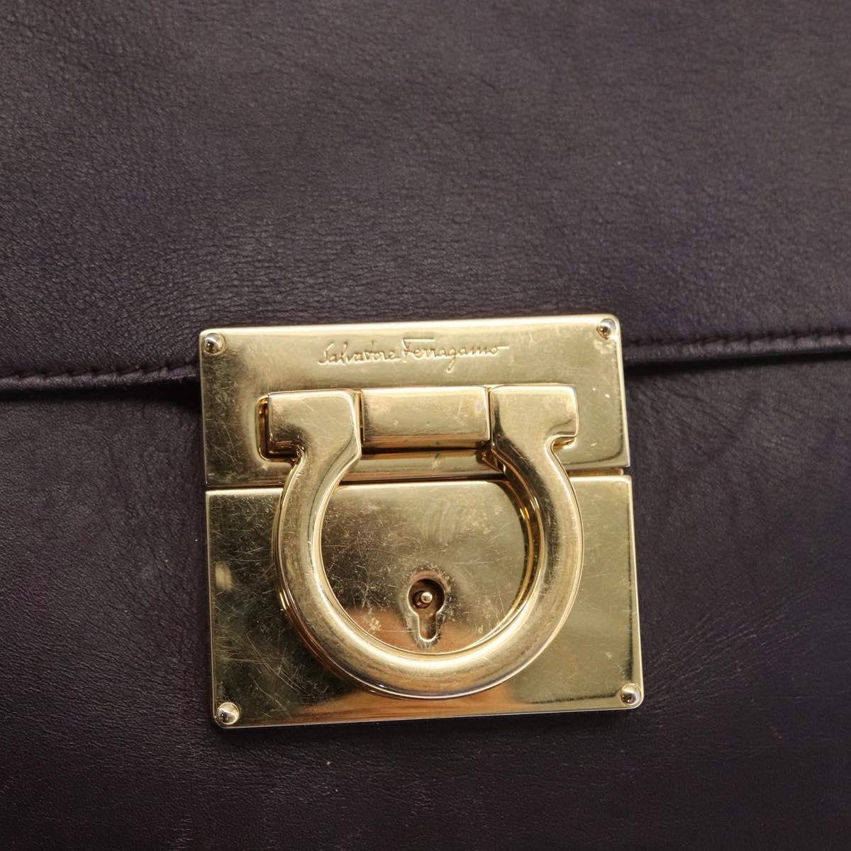 Salvatore Ferragamo Gancini Shoulder Bag Leather, PURPLE, LEATHER, Shoulder bag