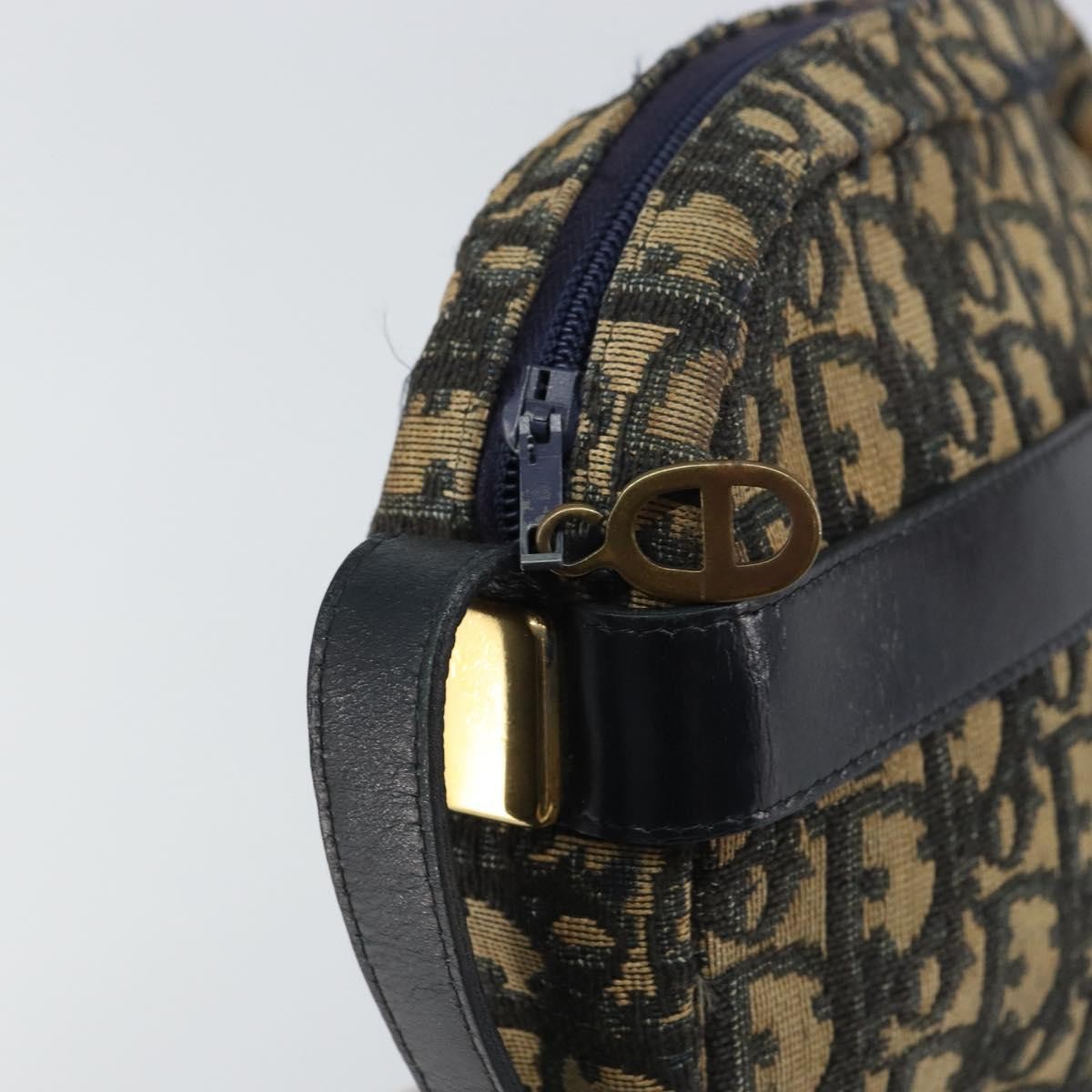 Christian Dior Vintage Trotter Shoulder Bag Canvas, NAVY, CANVAS, Shoulder bag