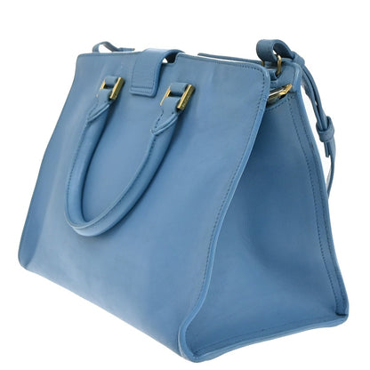 Saint Laurent Classic Y Cabas Leather, BLUE, LEATHER, Tote bag