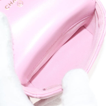 Chanel Flat CC Crossbody Bag Leather, PINK, LEATHER, Crossbody bag