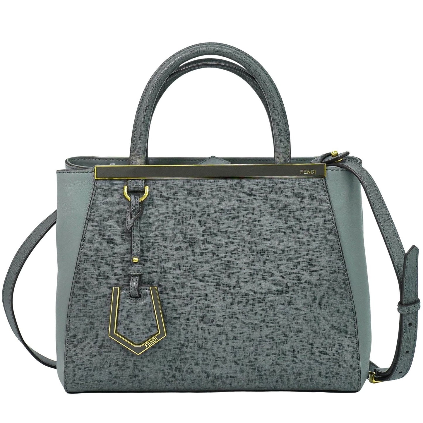 Fendi 2Jours Bag Leather, GRAY, LEATHER, Handbag