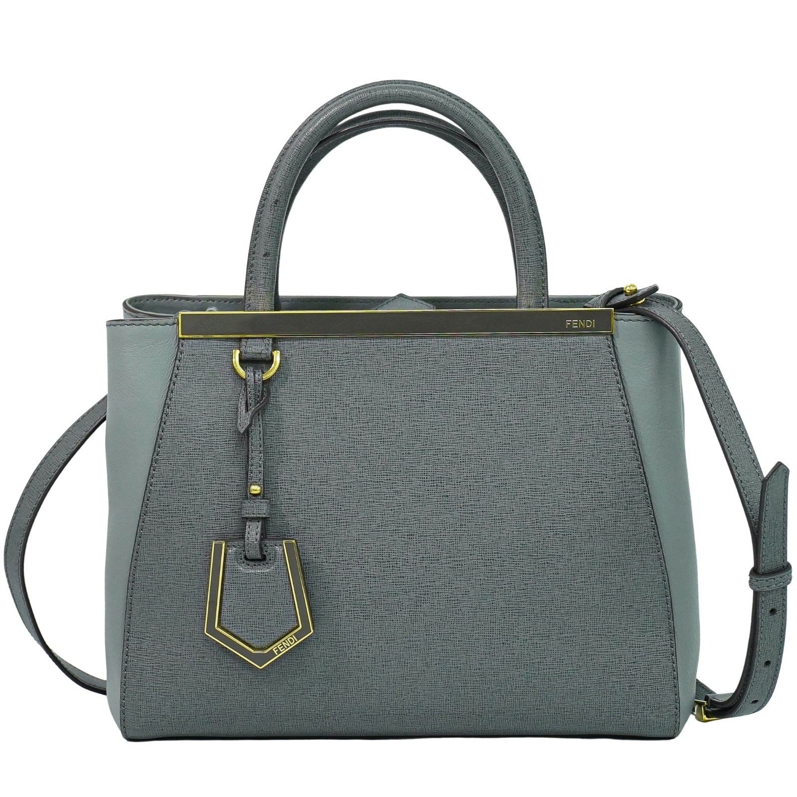 Fendi 2Jours Bag Leather, GRAY, LEATHER, Handbag