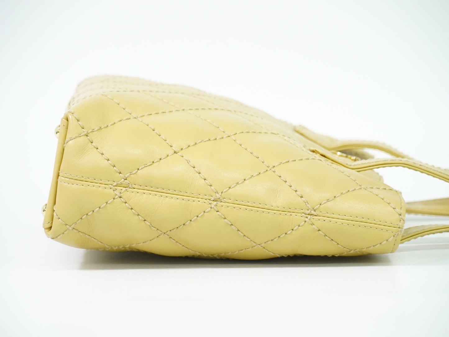 Chanel Surpique Tote Quilted Leather, BEIGE, LEATHER, Tote bag