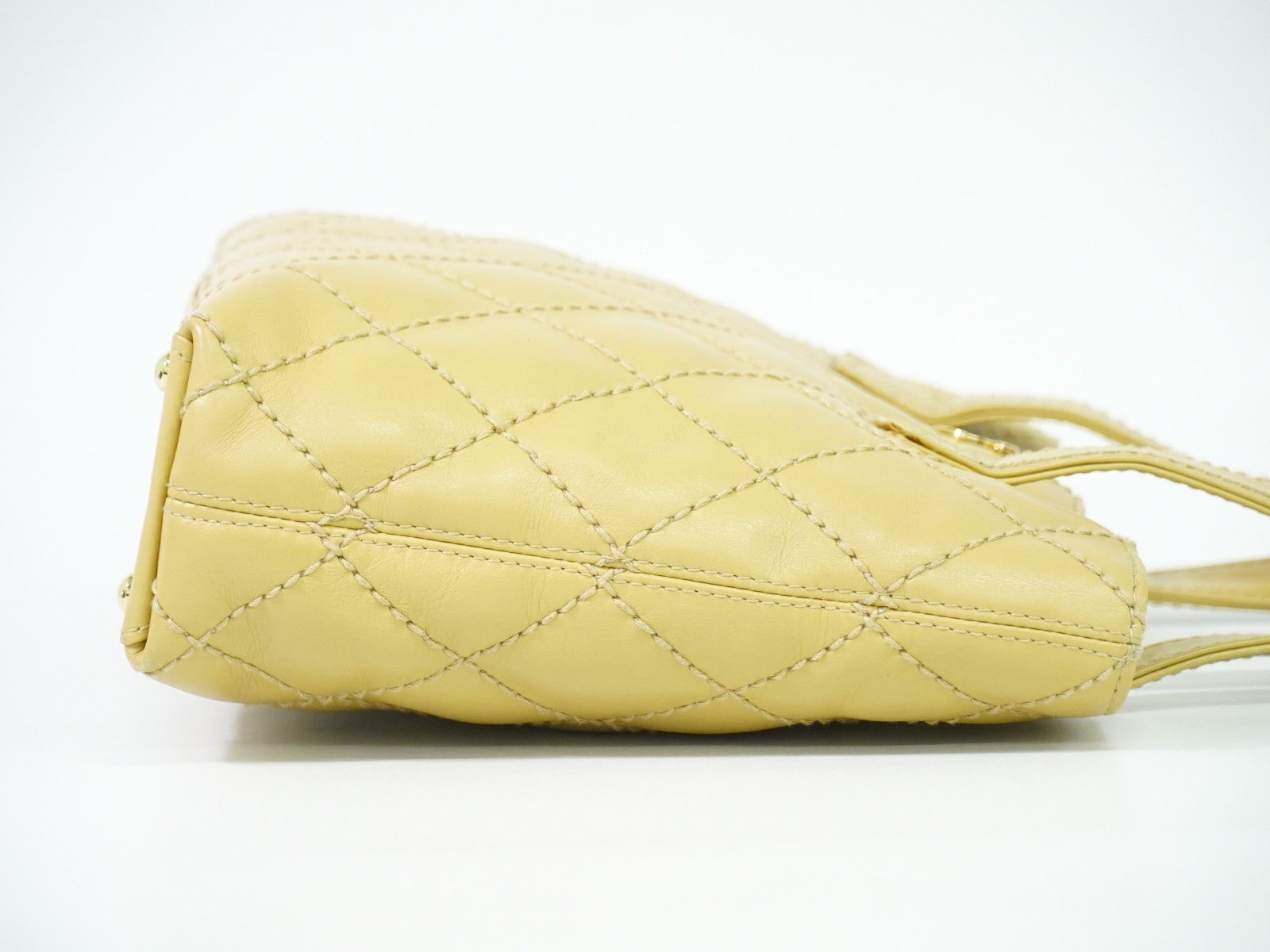 Chanel Surpique Tote Quilted Leather, BEIGE, LEATHER, Tote bag