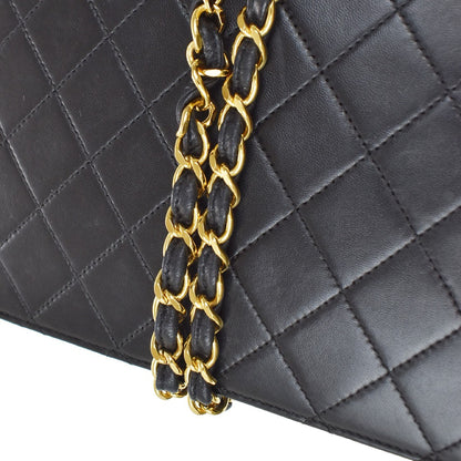 Chanel Vintage Square Classic Flap Bag Quilted Lambskin, BLACK, LEATHER, Shoulder bag