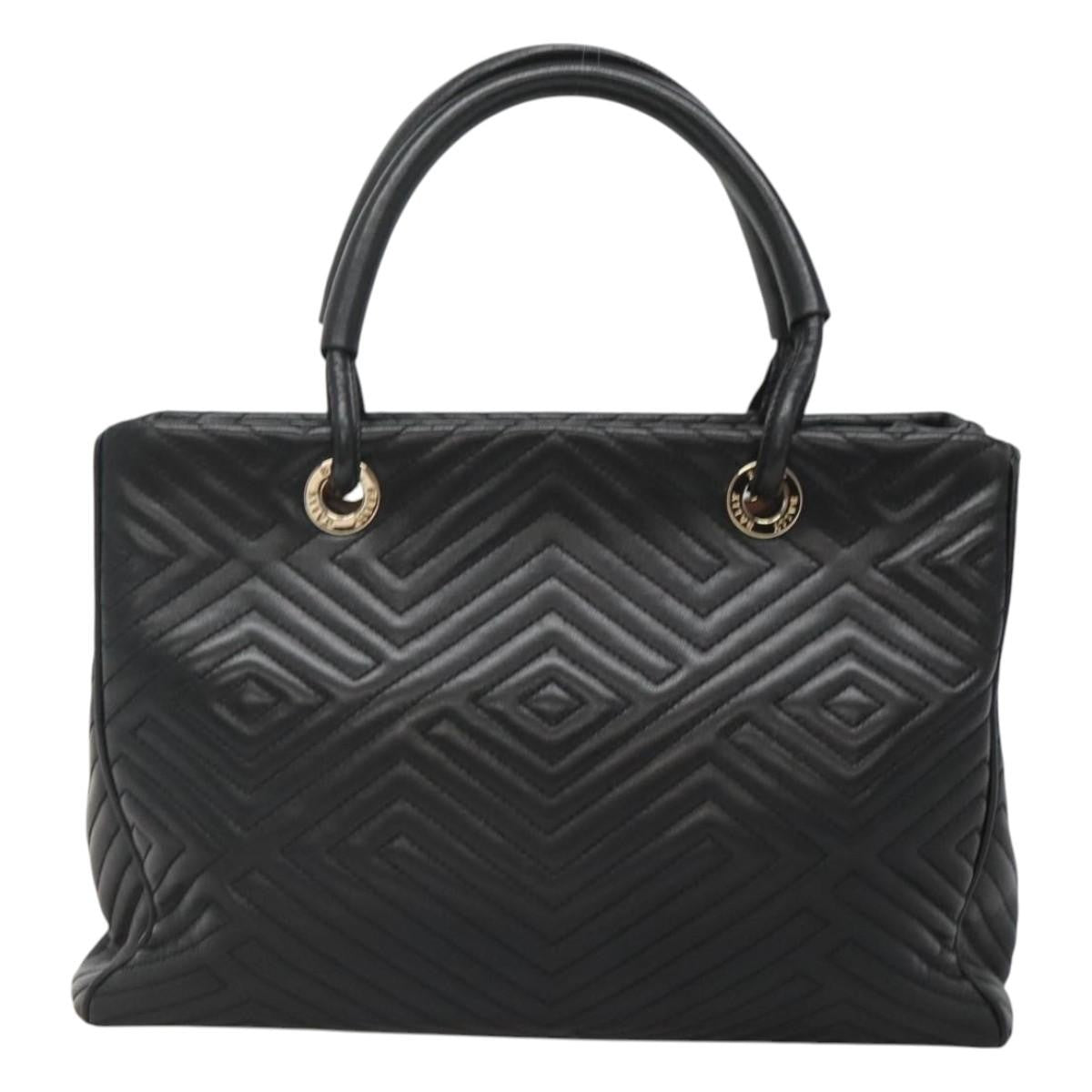 Bally Vintage Handbag Quilted Leather, BLACK, LEATHER, Handbag