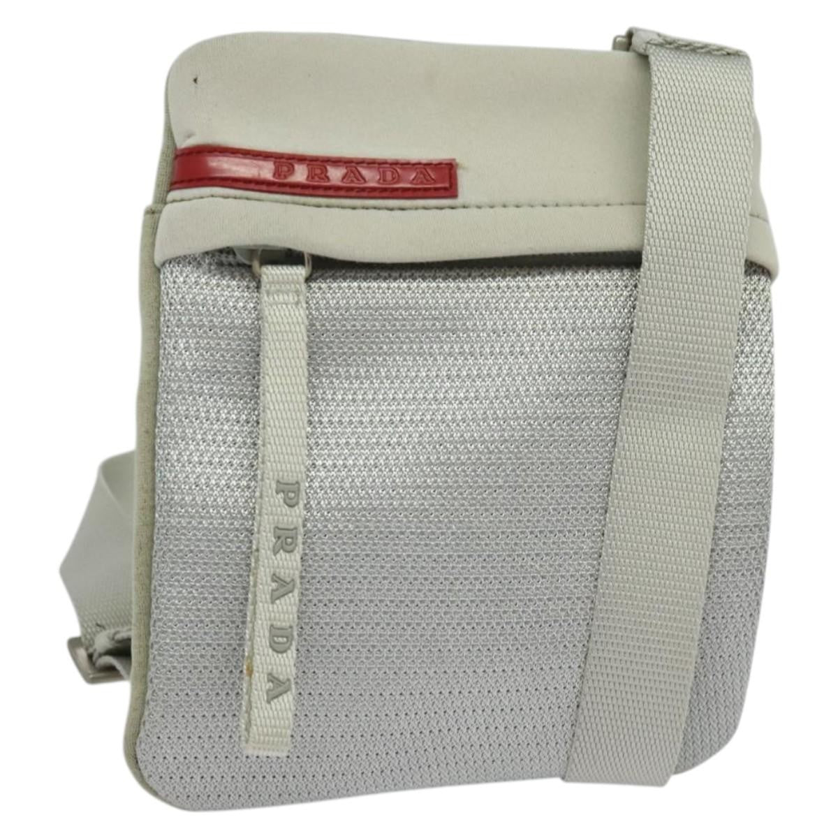 Prada Sport Zip Shoulder Bag Cotton, SILVER, COTTON, Shoulder bag