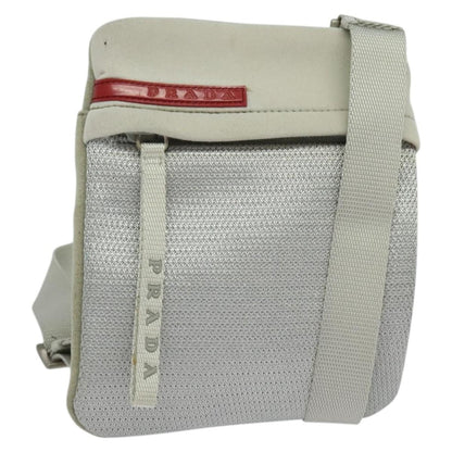 Prada Sport Zip Shoulder Bag Cotton, SILVER, COTTON, Shoulder bag