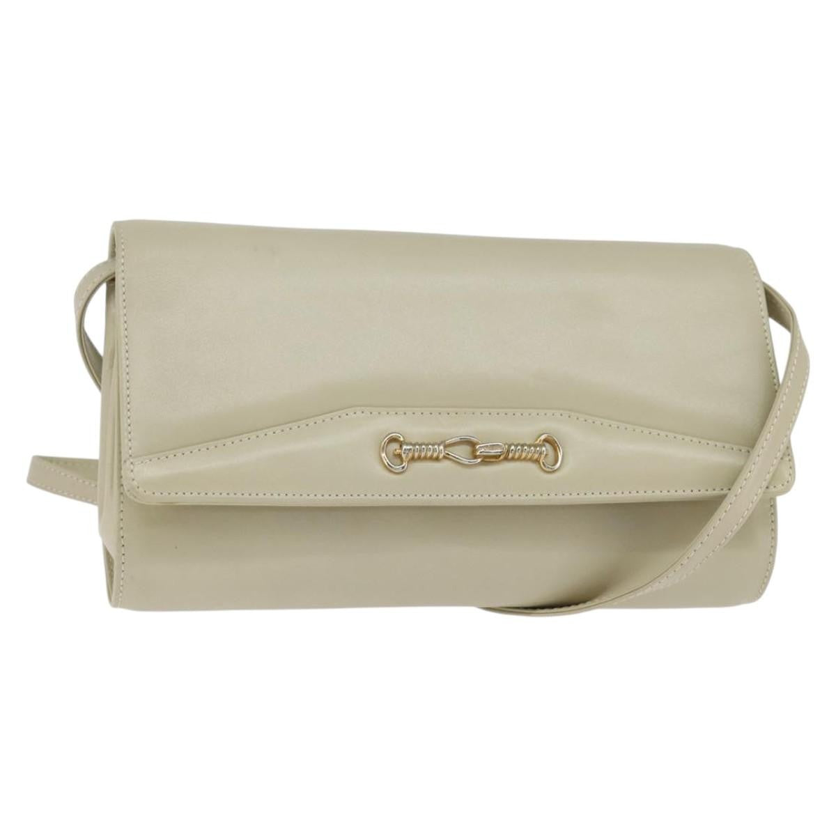 Celine Flap Shoulder Bag Leather, BEIGE, LEATHER, Shoulder bag