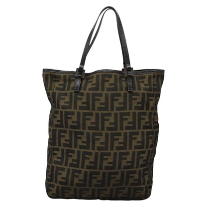 Fendi Open Shopping Tote Zucca Canvas, KHAKI, CANVAS, Tote bag