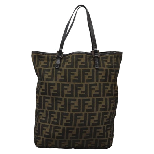Fendi Open Shopping Tote Zucca Canvas, KHAKI, CANVAS, Tote bag