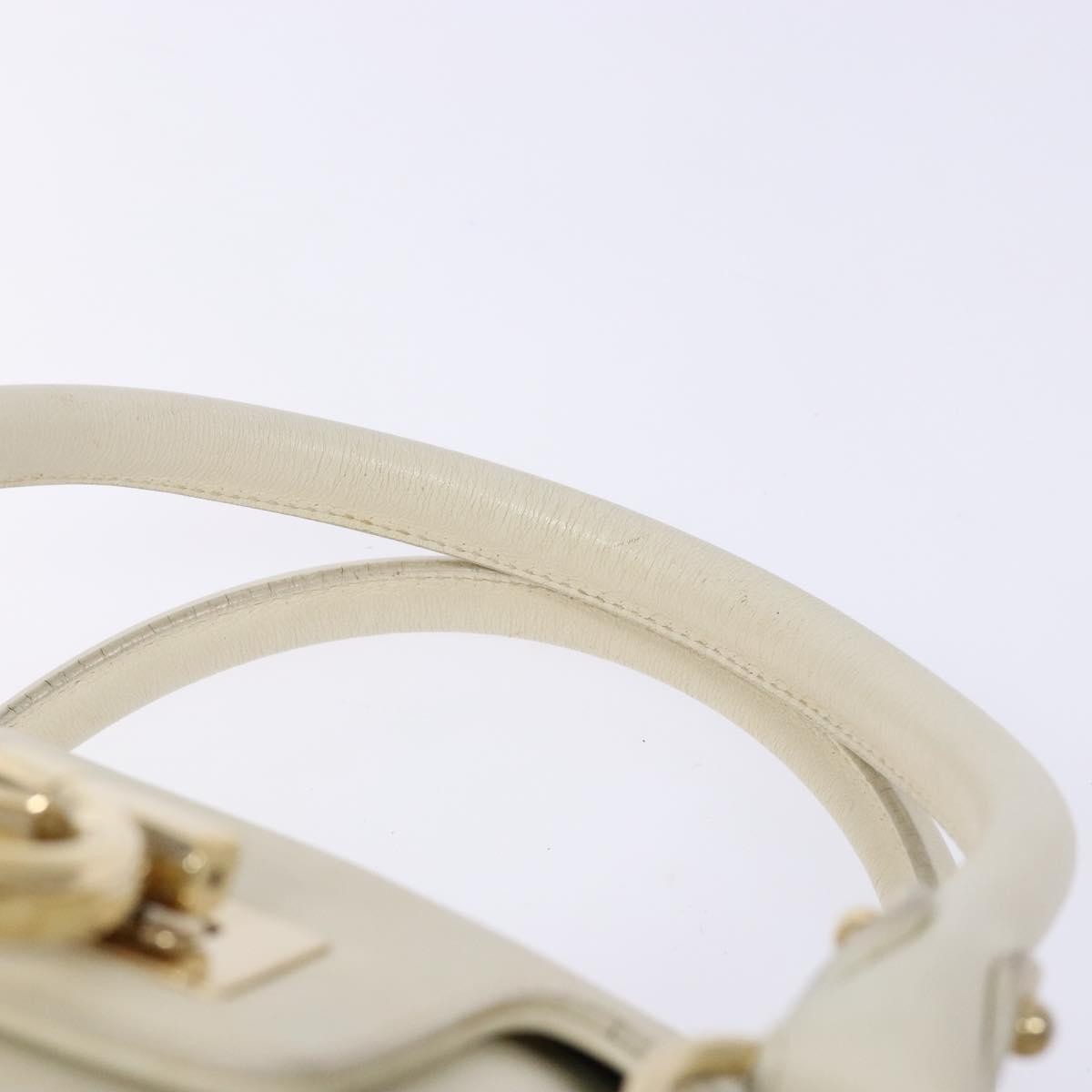 Salvatore Ferragamo Gancini top handle Leather, WHITE, LEATHER, Tote bag