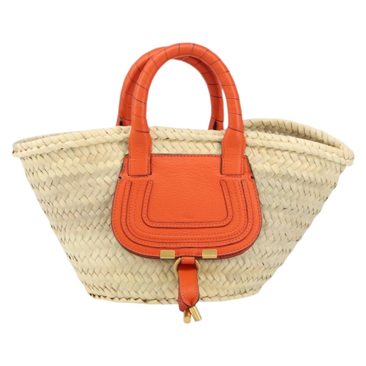 Chloe Marcie Basket Bag Raffia and Leather, BEIGE, WICKER, Handbag