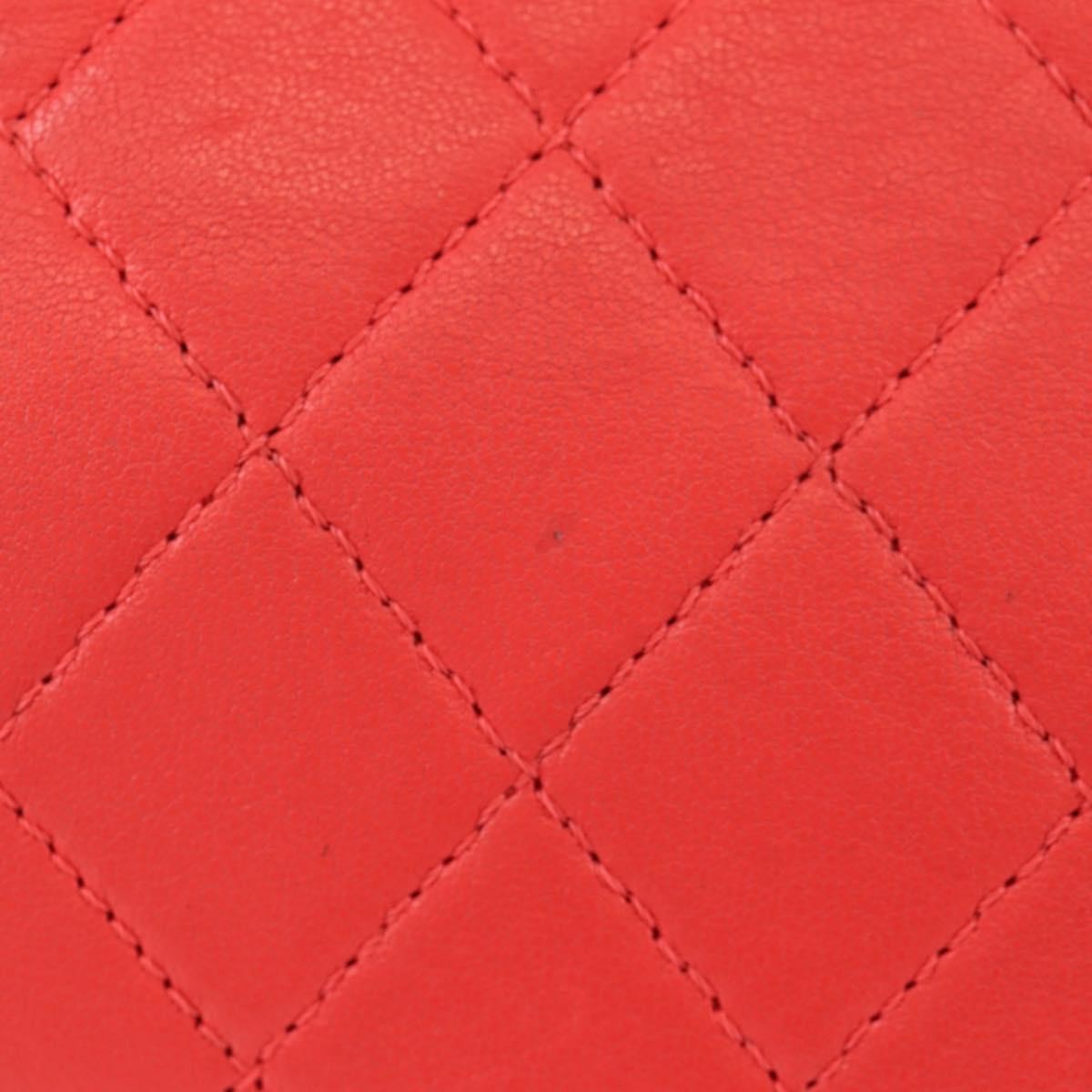 Chanel Pearl Chain Flap Bag Quilted Lambskin, RED, CALFSKIN, Clutche & pouche